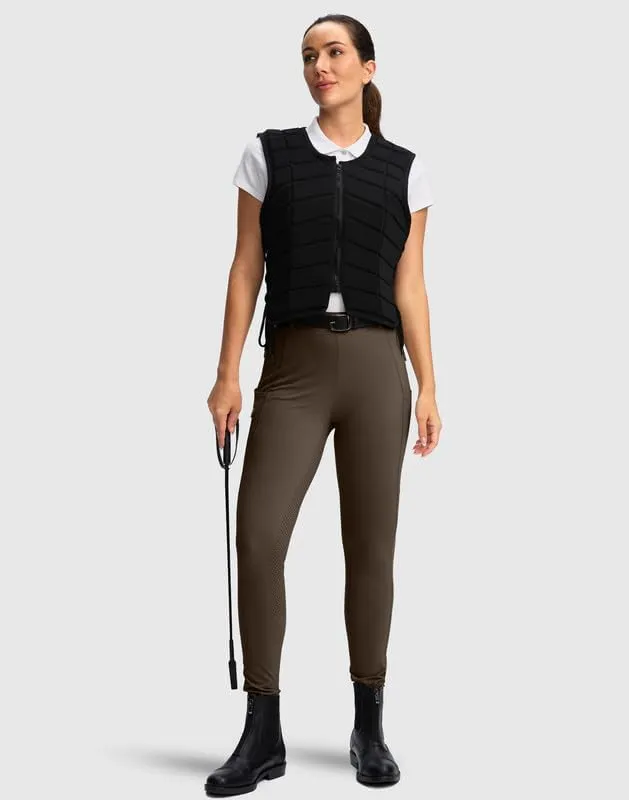 SANTINY Women's Horse Riding Pants Zipper Pockets Silicone Full-Seat Breeches Equestrian Schooling Tights for Women