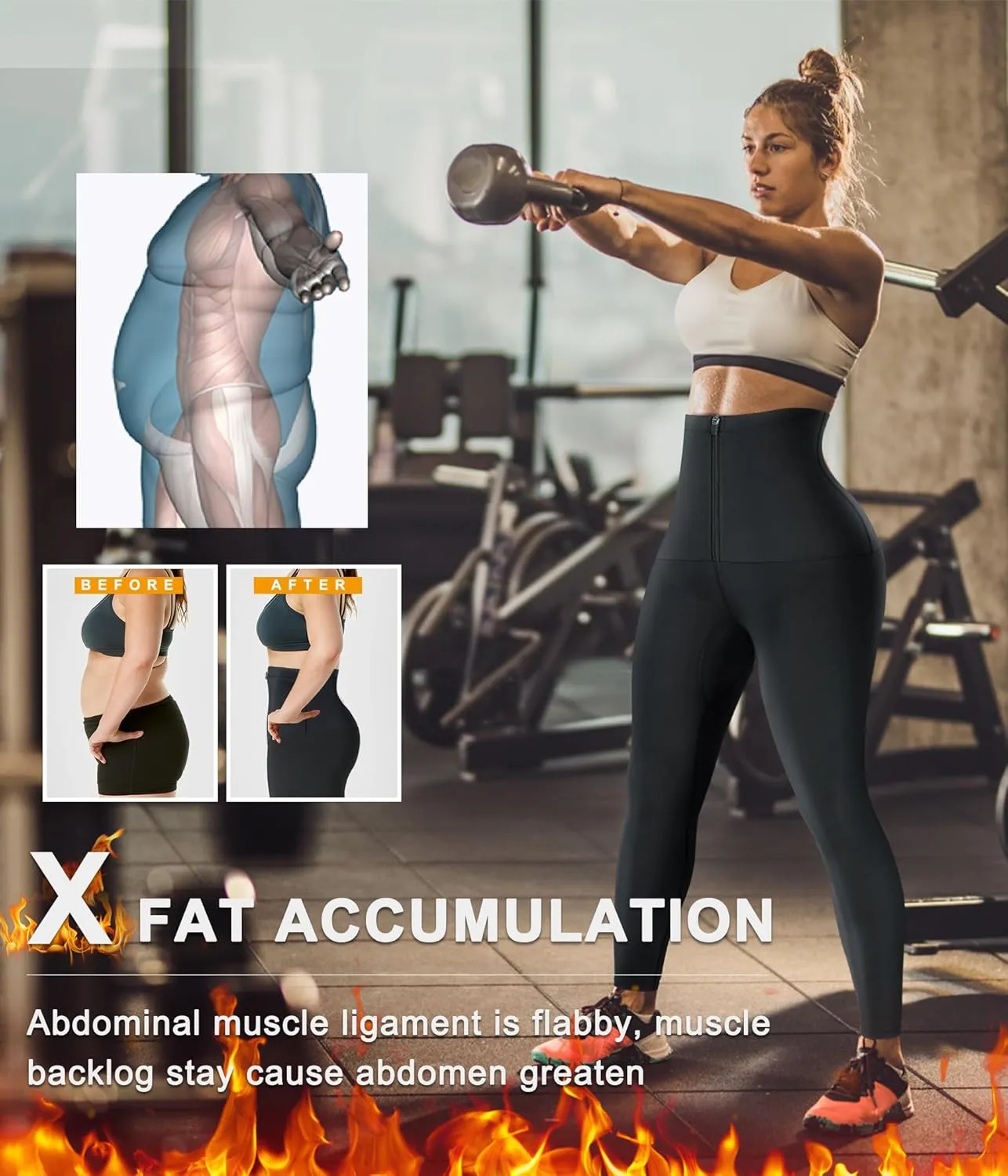 SCARBORO Sauna Sweat Pants for Women High Waist Compression Slimming Weights Thermo Legging Workout Body Shaper Sauna Suit