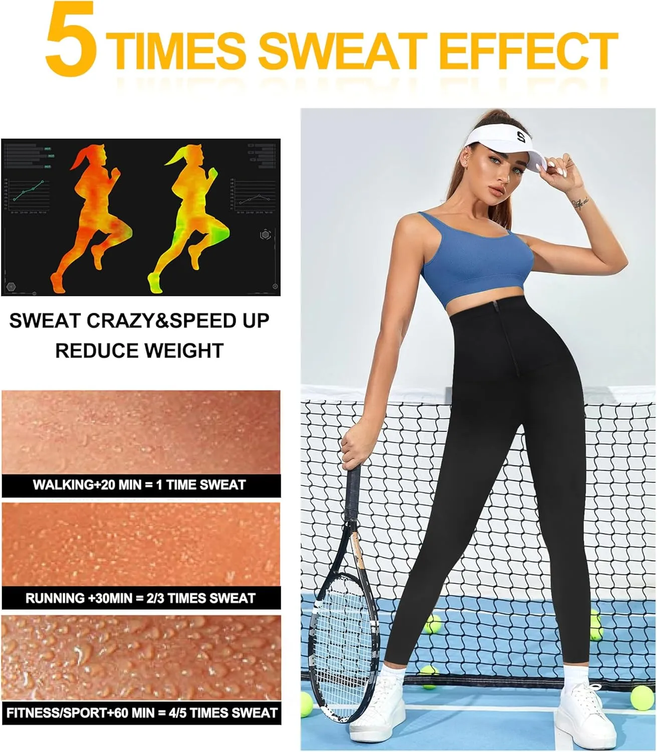 SCARBORO Sauna Sweat Pants for Women High Waist Compression Slimming Weights Thermo Legging Workout Body Shaper Sauna Suit