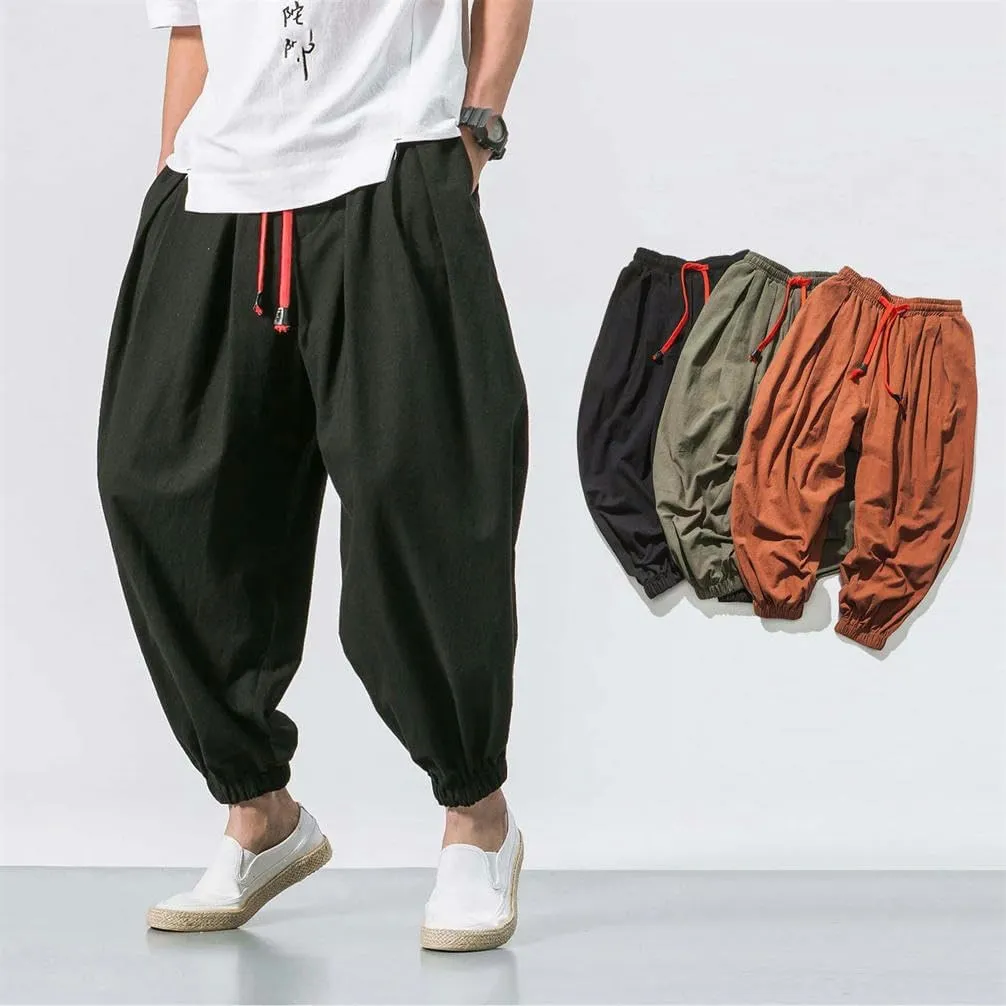 Spring Men's Harem Pants Chinese Style Linen Sports Pants Casual Bloomers Men's Hip-hop