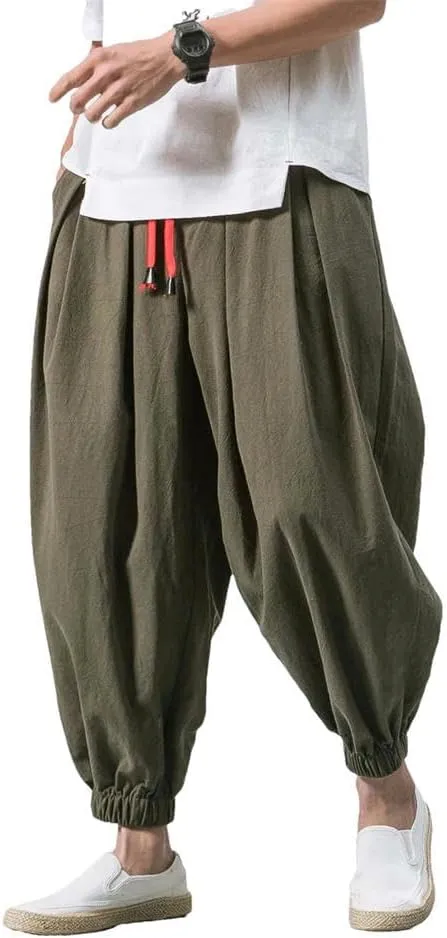 Spring Men's Harem Pants Chinese Style Linen Sports Pants Casual Bloomers Men's Hip-hop