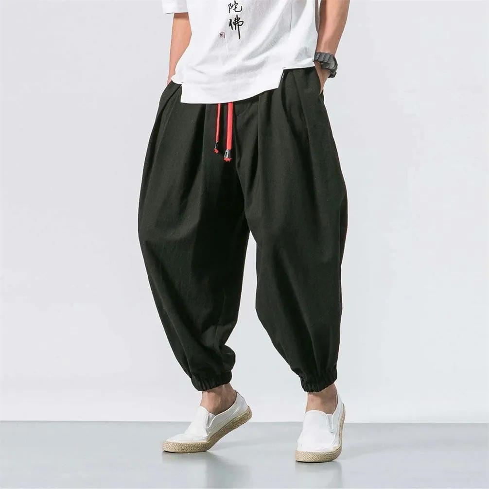 Spring Men's Harem Pants Chinese Style Linen Sports Pants Casual Bloomers Men's Hip-hop