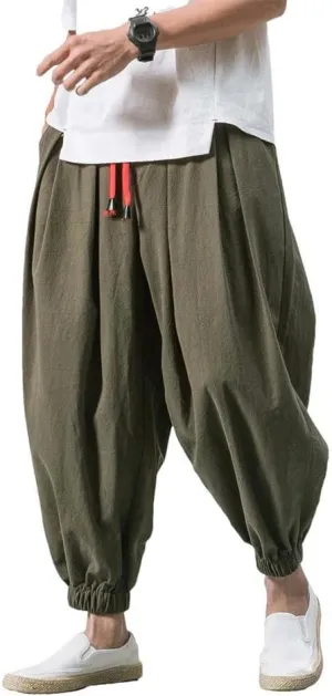 Spring Men's Harem Pants Chinese Style Linen Sports Pants Casual Bloomers Men's Hip-hop