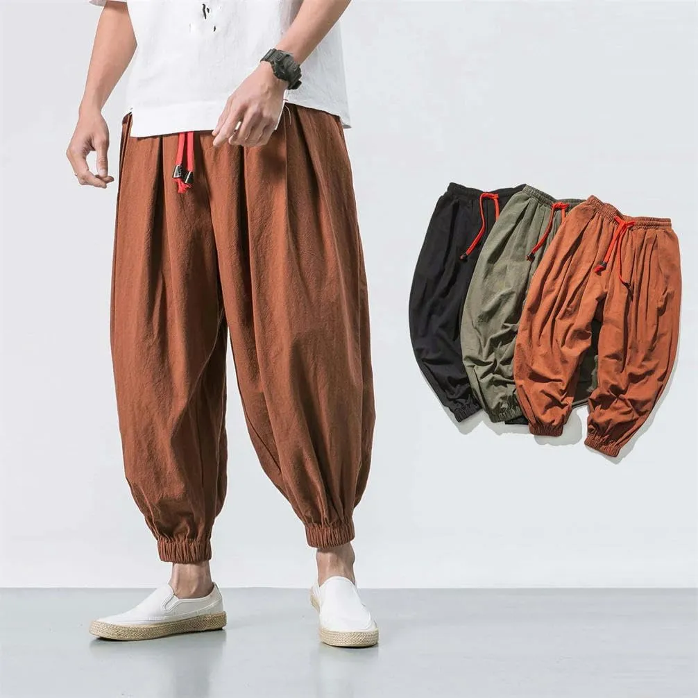 Spring Men's Harem Pants Chinese Style Linen Sports Pants Casual Bloomers Men's Hip-hop