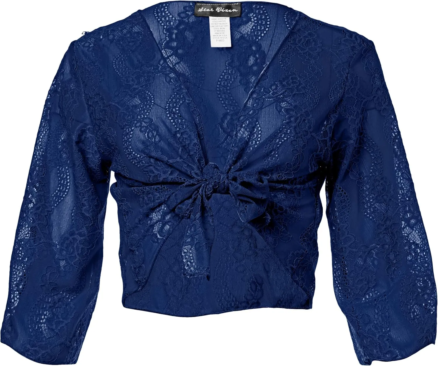 Star Vixen Women's Petite Tie Front Elbow Sleeve Cardigan
