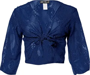 Star Vixen Women's Petite Tie Front Elbow Sleeve Cardigan