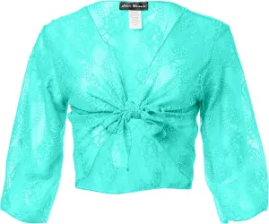 Star Vixen Women's Petite Tie Front Elbow Sleeve Cardigan
