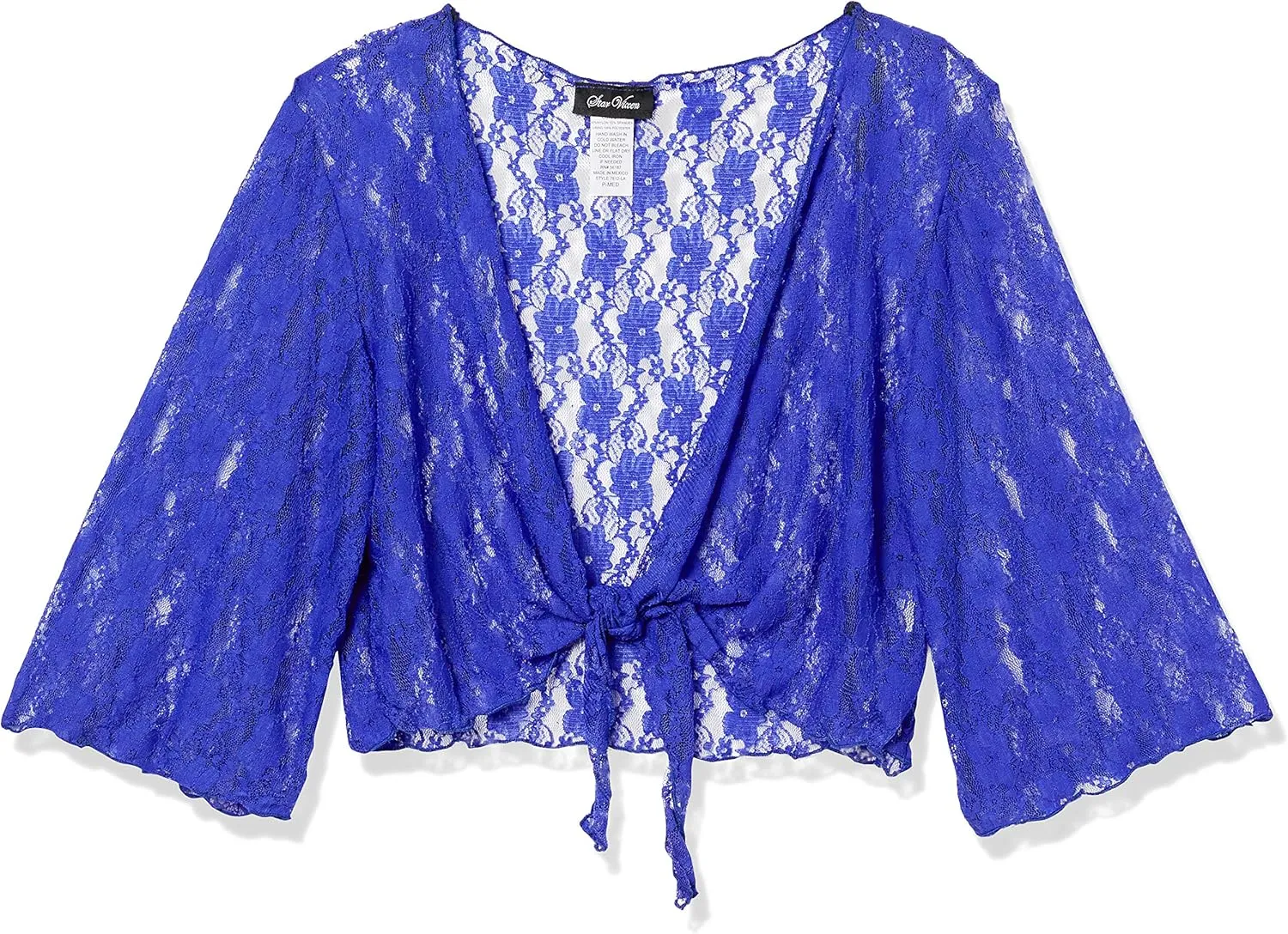 Star Vixen Women's Petite Tie Front Elbow Sleeve Cardigan