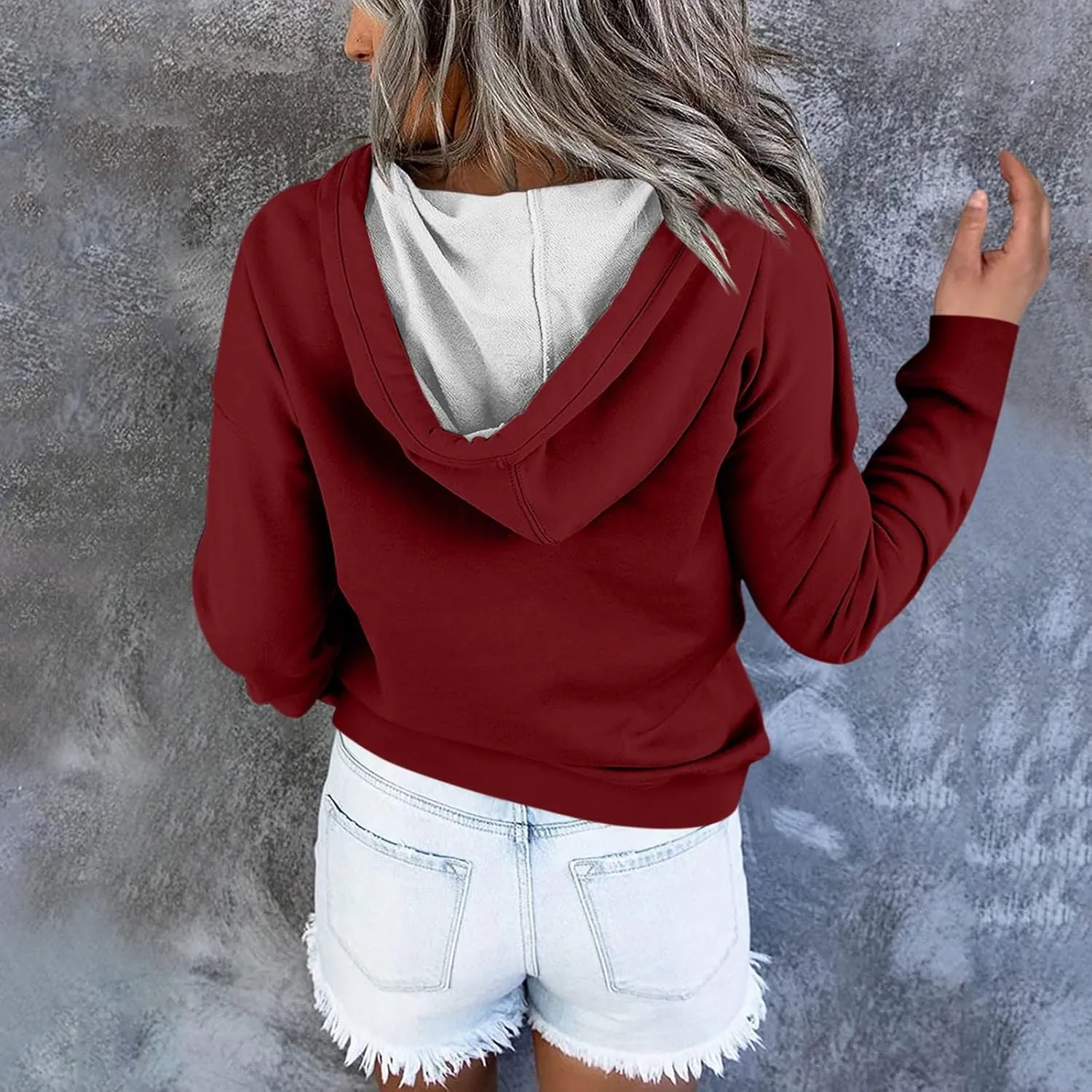 sweatshirts for women oversized hoodies fashion long sleeve button pullover sweater tops 2024 fall winter clothes