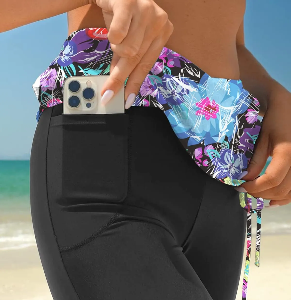 Swimming Water Pants Skirted Swim Shorts Cropped Capri Surf Leggings Wetsuit Pants UV Boardshorts for Women