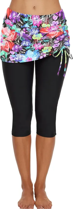 Swimming Water Pants Skirted Swim Shorts Cropped Capri Surf Leggings Wetsuit Pants UV Boardshorts for Women