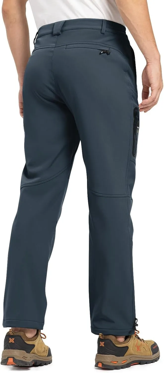 TBMPOY Men's Snow Pants Fleece Lined Hiking Winter Waterproof Softshell Ski Outdoor Insulated Climbing Pants Zipper Pockets