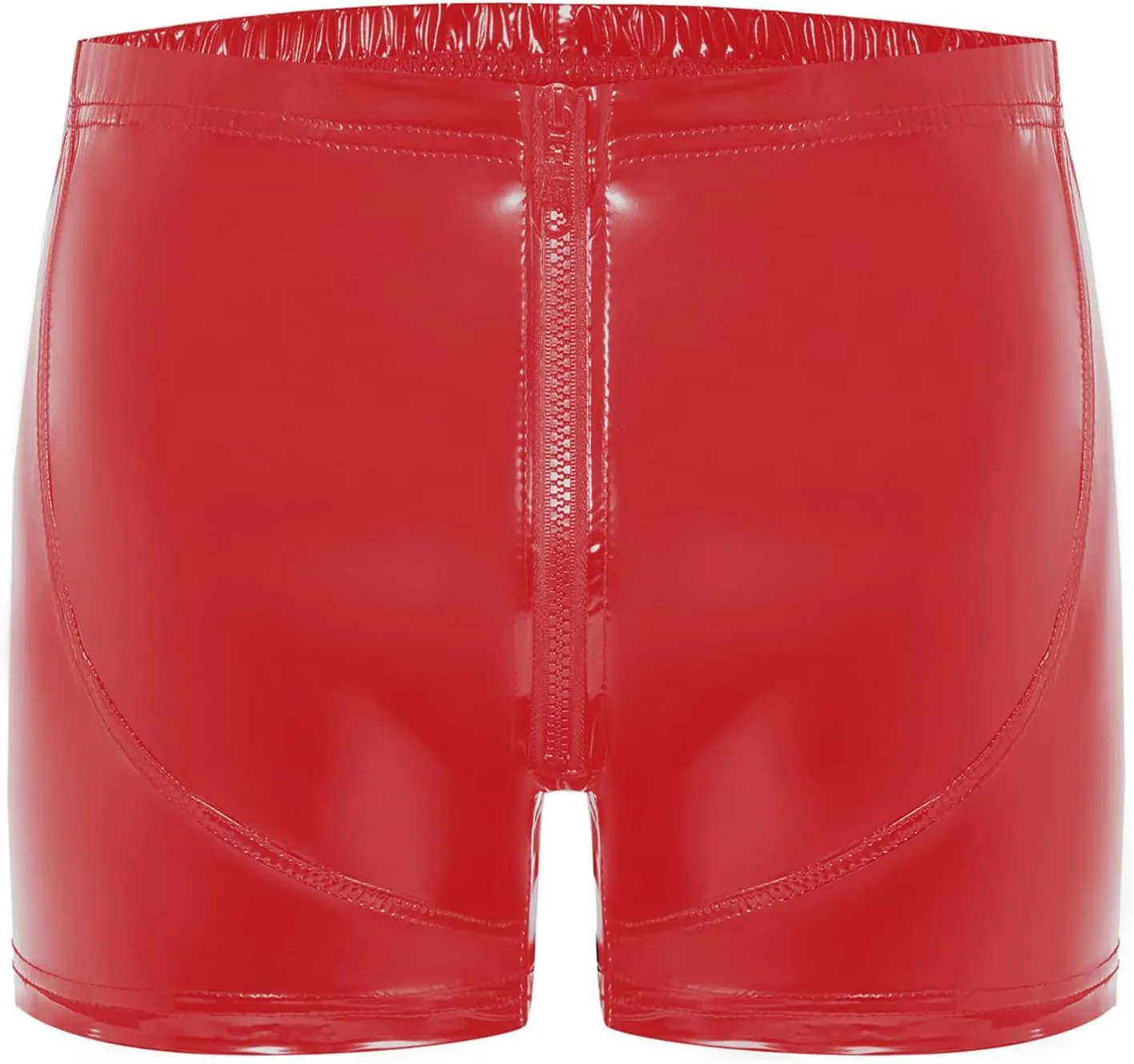 TiaoBug Men's Glossy Wet Look Patent Leather Shorts Pants Bulge Pouch Boxer Brief Low Rise Trunks