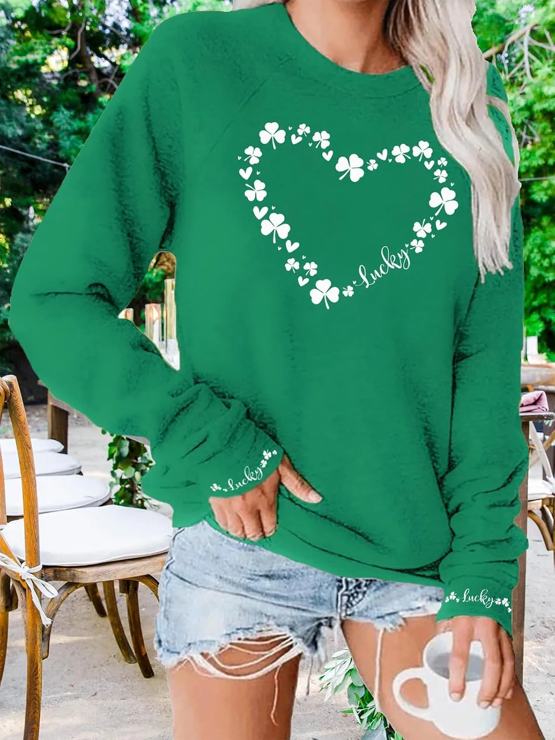 tiqwova Women Vintage Printed Long Sleeve Pullover Sweatshirt, Loose Caual Shirt Tops for Womens