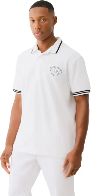 True Religion Men's SS Buddha Patch Polo | Short Sleeve Polo Shirt with Buddha Logo