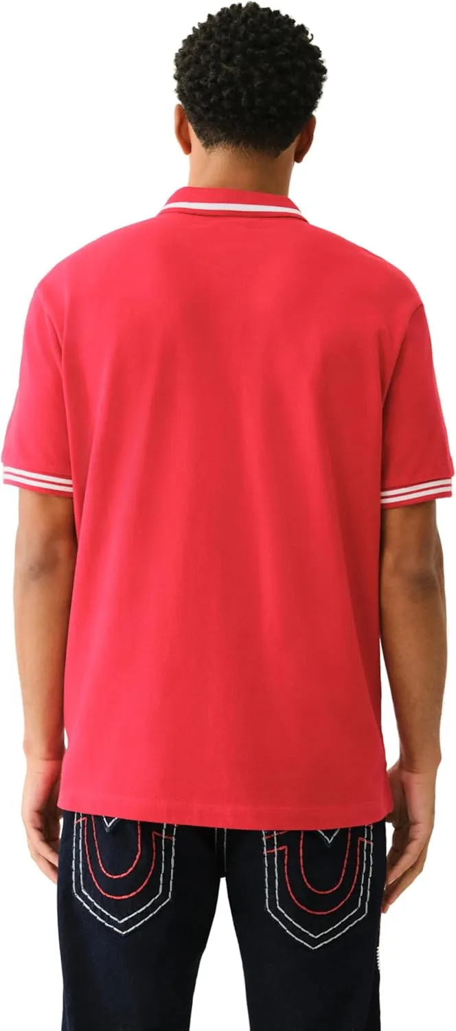 True Religion Men's SS Buddha Patch Polo | Short Sleeve Polo Shirt with Buddha Logo