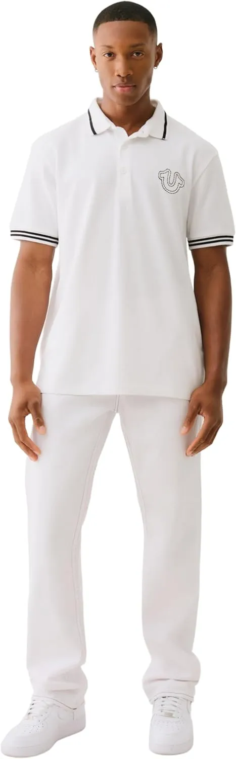 True Religion Men's SS Buddha Patch Polo | Short Sleeve Polo Shirt with Buddha Logo