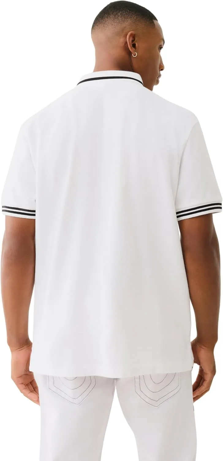 True Religion Men's SS Buddha Patch Polo | Short Sleeve Polo Shirt with Buddha Logo
