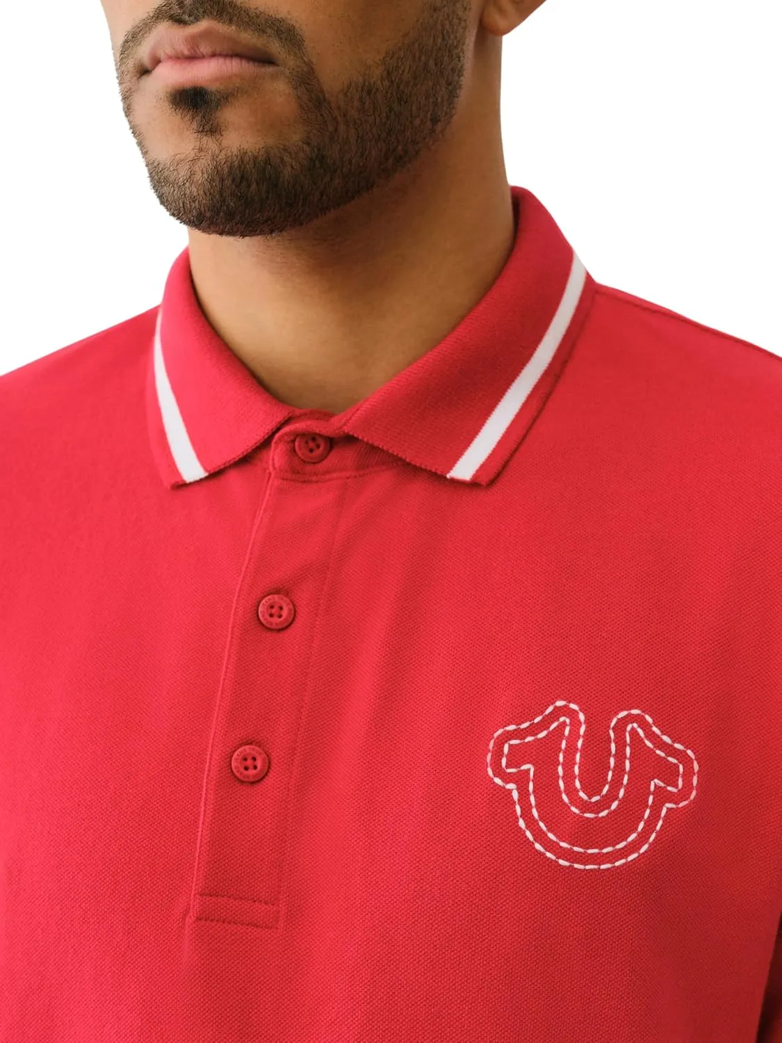 True Religion Men's SS Buddha Patch Polo | Short Sleeve Polo Shirt with Buddha Logo