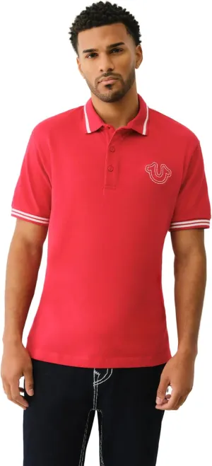 True Religion Men's SS Buddha Patch Polo | Short Sleeve Polo Shirt with Buddha Logo