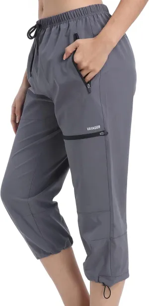 VAYAGER Sports Women's Outdoor Hiking Capri Pants Loose-Fit Lightweight with Zipper Pockets
