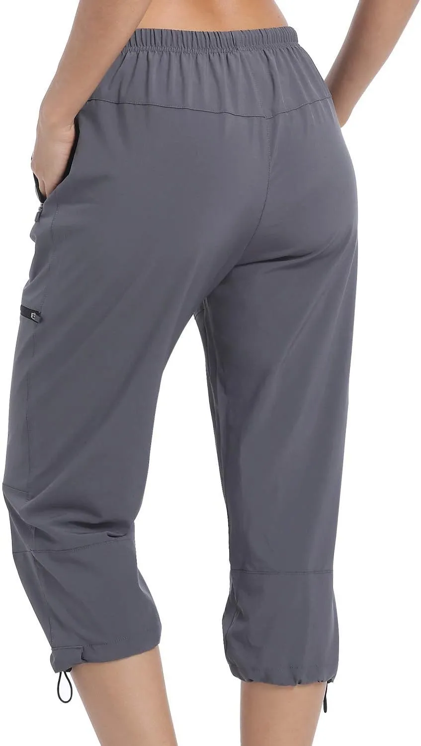 VAYAGER Sports Women's Outdoor Hiking Capri Pants Loose-Fit Lightweight with Zipper Pockets