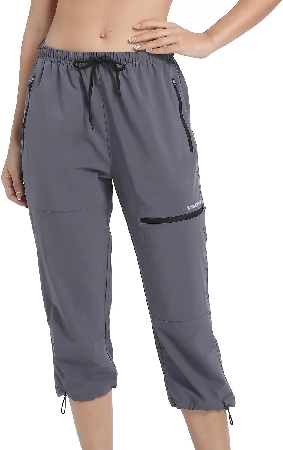 VAYAGER Sports Women's Outdoor Hiking Capri Pants Loose-Fit Lightweight with Zipper Pockets