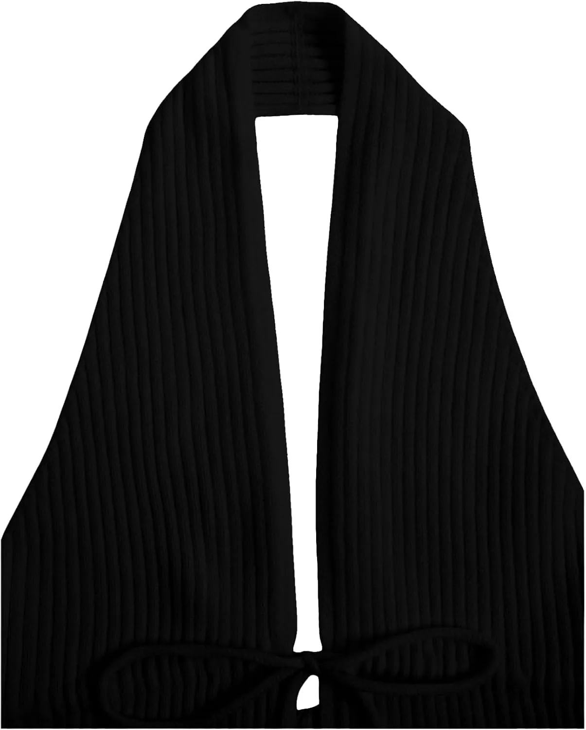 Verdusa Women's Old Money Halter Tops Bow Tie Front Backless Deep V Neck Split Knit Vest Trendy