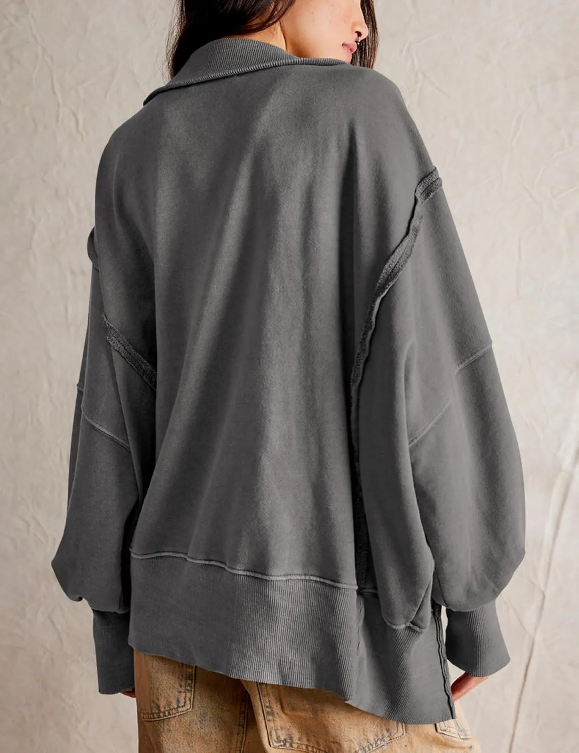 Wanzetaly Women's Oversized Sweatshirt Button Henley Neck Hoodies Long Sleeve Pullover Tops 2024 Outfits