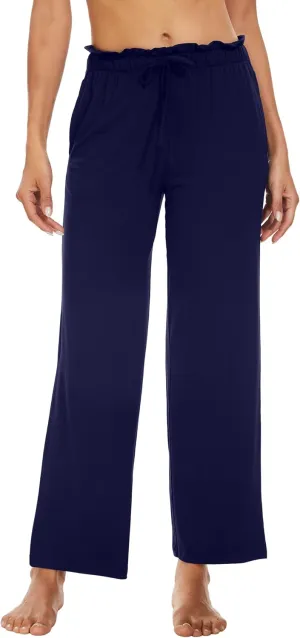 WiWi Viscose from Bamboo Women's Casual Loose Wide Leg Pants Pajama Bottoms Drawstring Sweatpants Palazzo Pjs Bottom S-XXL