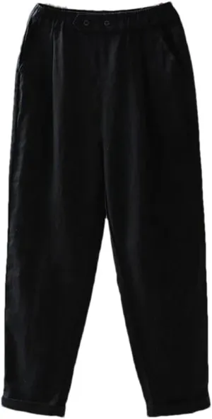 Women Cotton Linen Ankle-Length Trousers Female Elastic Waist Casual Loose Solid Harem Pants