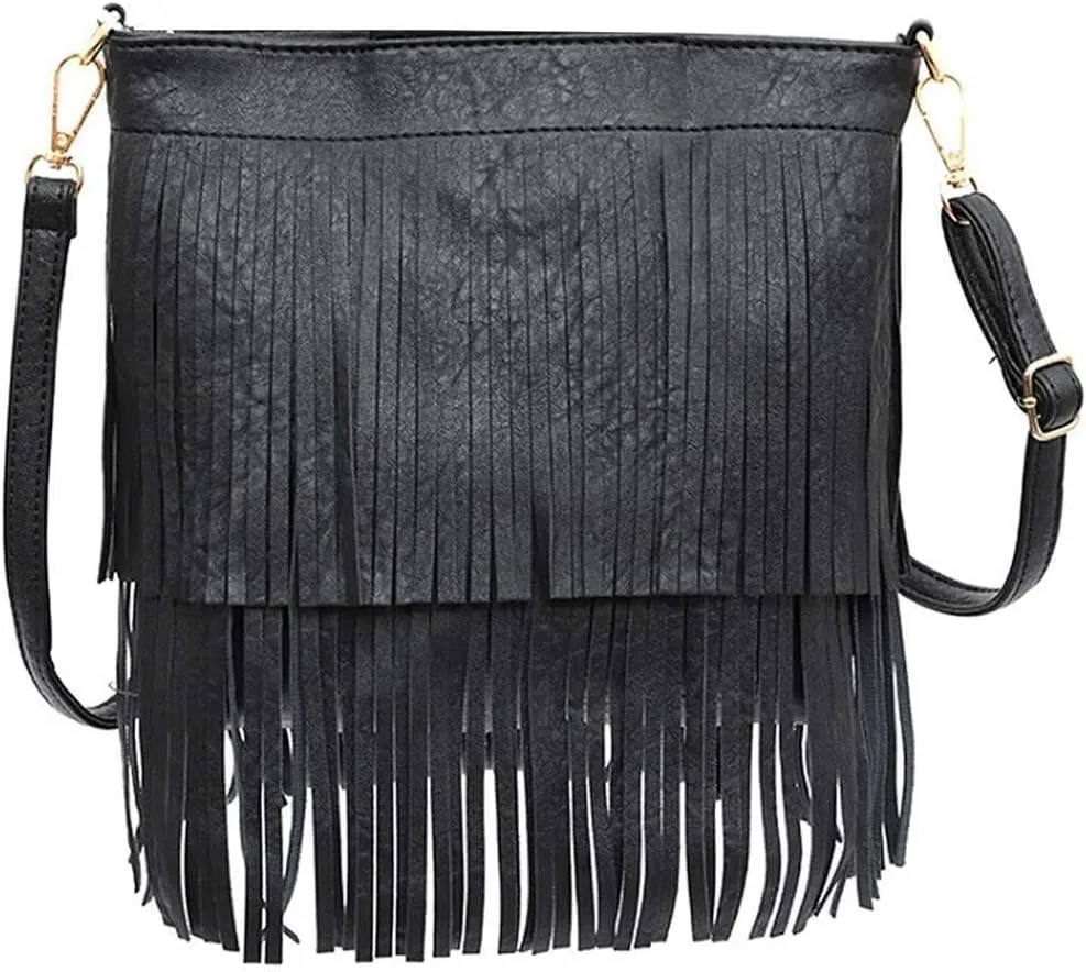 Women Fashion Shoulder Crossbody Tote Handbag Purse Fringe Messenger Purse Brown Well made