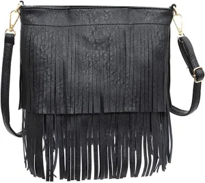 Women Fashion Shoulder Crossbody Tote Handbag Purse Fringe Messenger Purse Brown Well made