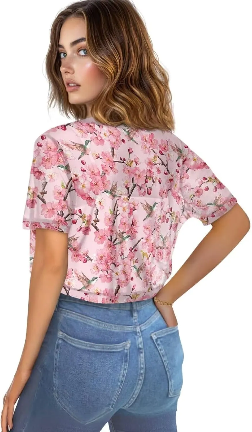 Women Open Front Mesh Bolero Shrugs Short Sleeve Cropped Chiffon Cardigan Lightweight Sheer Summer Jacket Tops