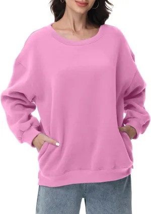 Women Oversized Sweatshirts Long Sleeve Crewneck Tops Pullover Fall Fashion Outfits Clothes with Pockets