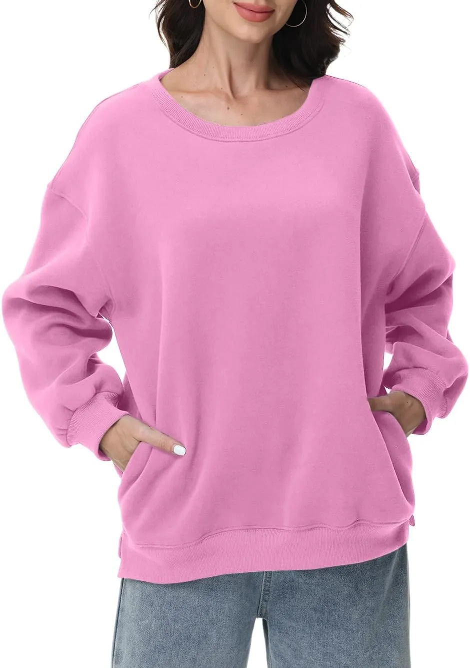 Women Oversized Sweatshirts Long Sleeve Crewneck Tops Pullover Fall Fashion Outfits Clothes with Pockets