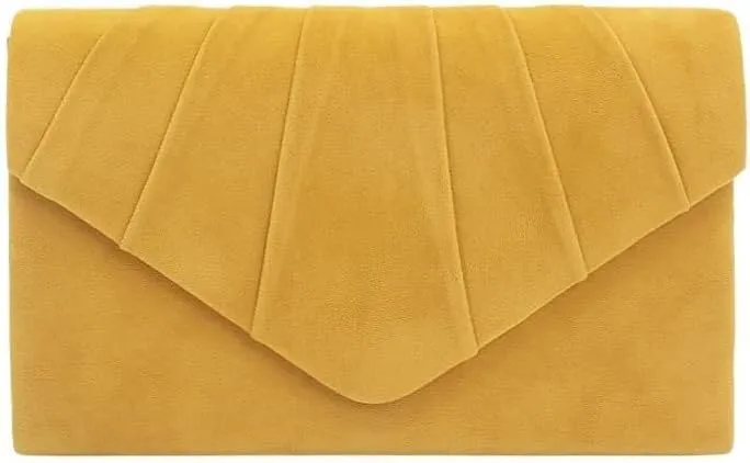 Women Pleated Evening Bag Velvet Suede Envelope Clutch Purse Party Prom Handbag Well made