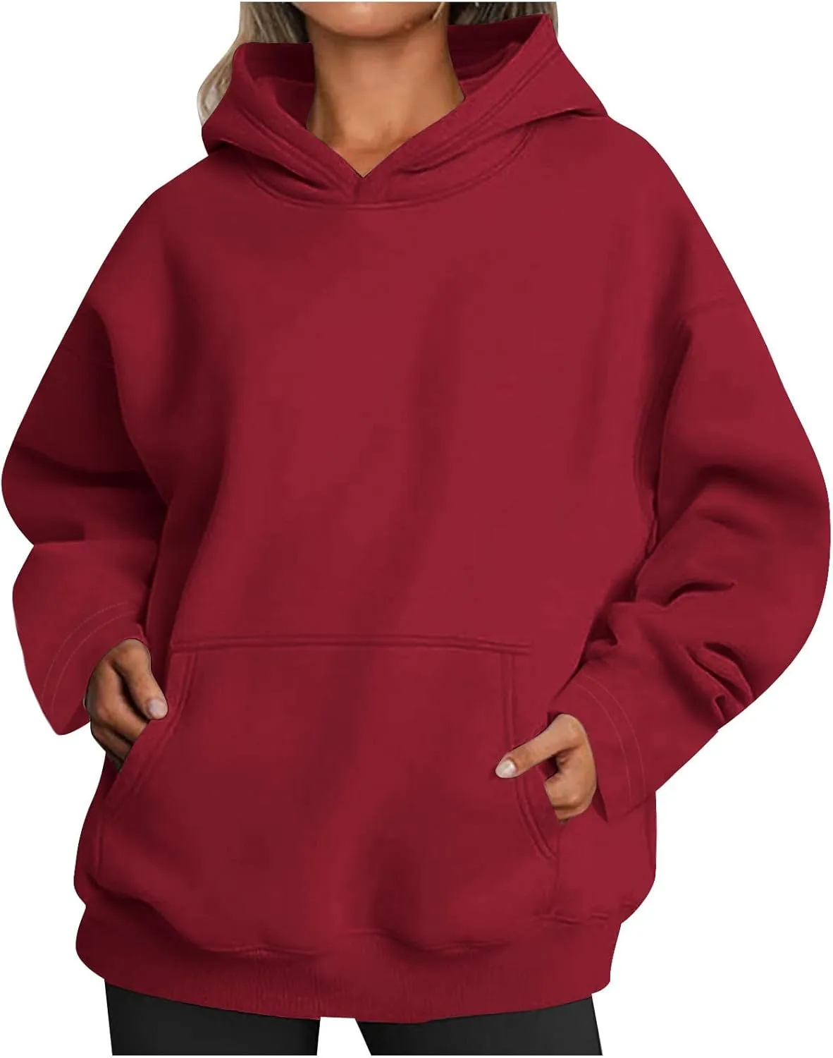 Women Pullover Oversized Sweatshirts Fleece Sweater Long Sleeve Hoodies With Pockets Casual Loose Fall Tops 2024