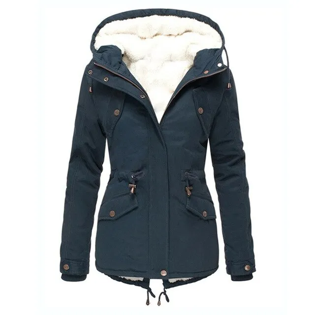 Women Winter Plus Size Solid Color Down Long Coat