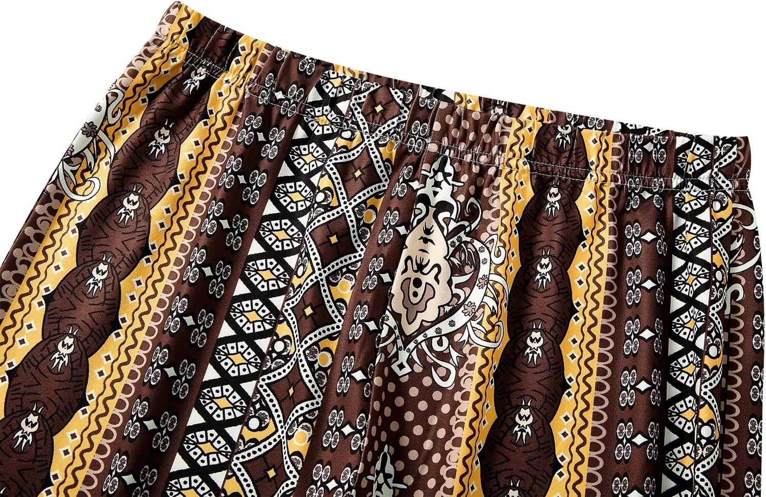 Womens Boho Flare Pants Retro Floral Print High Elastic Waist Bell Bottom Straight Wide Leg Yoga Palazzo Trousers