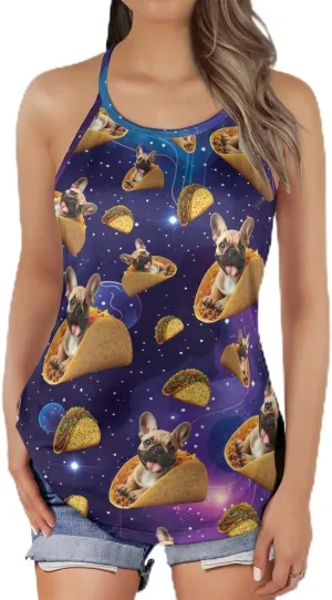 Women's Camisole Tank Tops - Taco Dog Spaghetti Strap Criss Cross Open Back Tank Summer Top for Women Series 16
