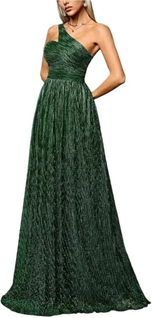 Women's Cocktail Party Dress One Shoulder Irregular Wire Evening Gown Long Skirt Formal Prom Dress