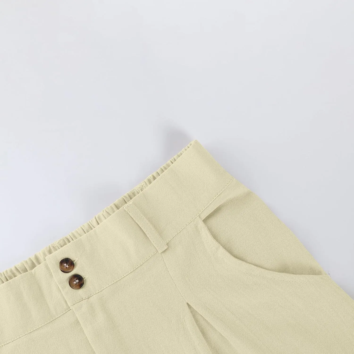 Womens High Waist Drape Button Wide-Leg Pants Casual Dress Trendy Office Work Palazzo Trousers Loose Stretch Pant