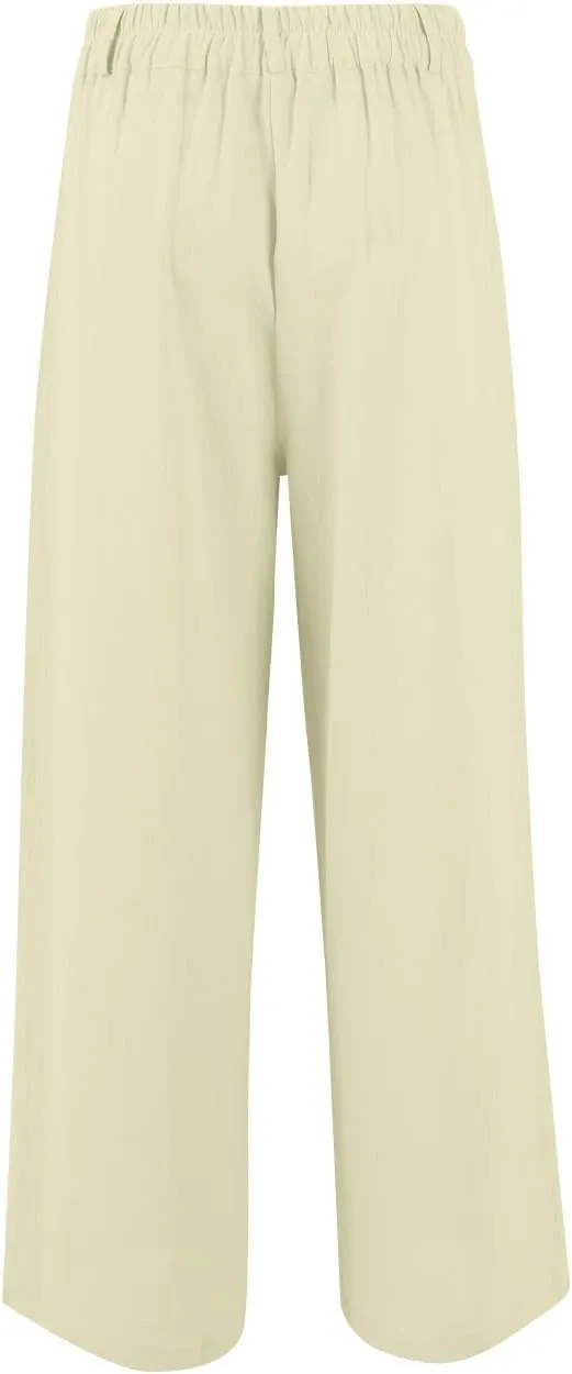 Womens High Waist Drape Button Wide-Leg Pants Casual Dress Trendy Office Work Palazzo Trousers Loose Stretch Pant