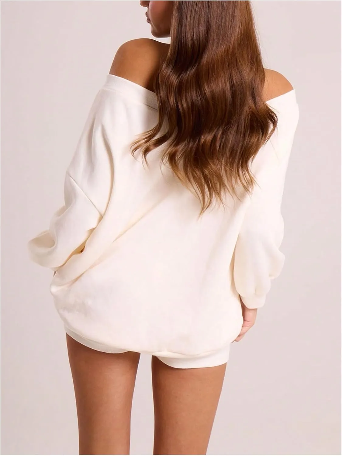 Women's Off The Shoulder Sweatshirt Long Sleeve Drop Shoulder Oversized Pullover Tops Fall Outfits