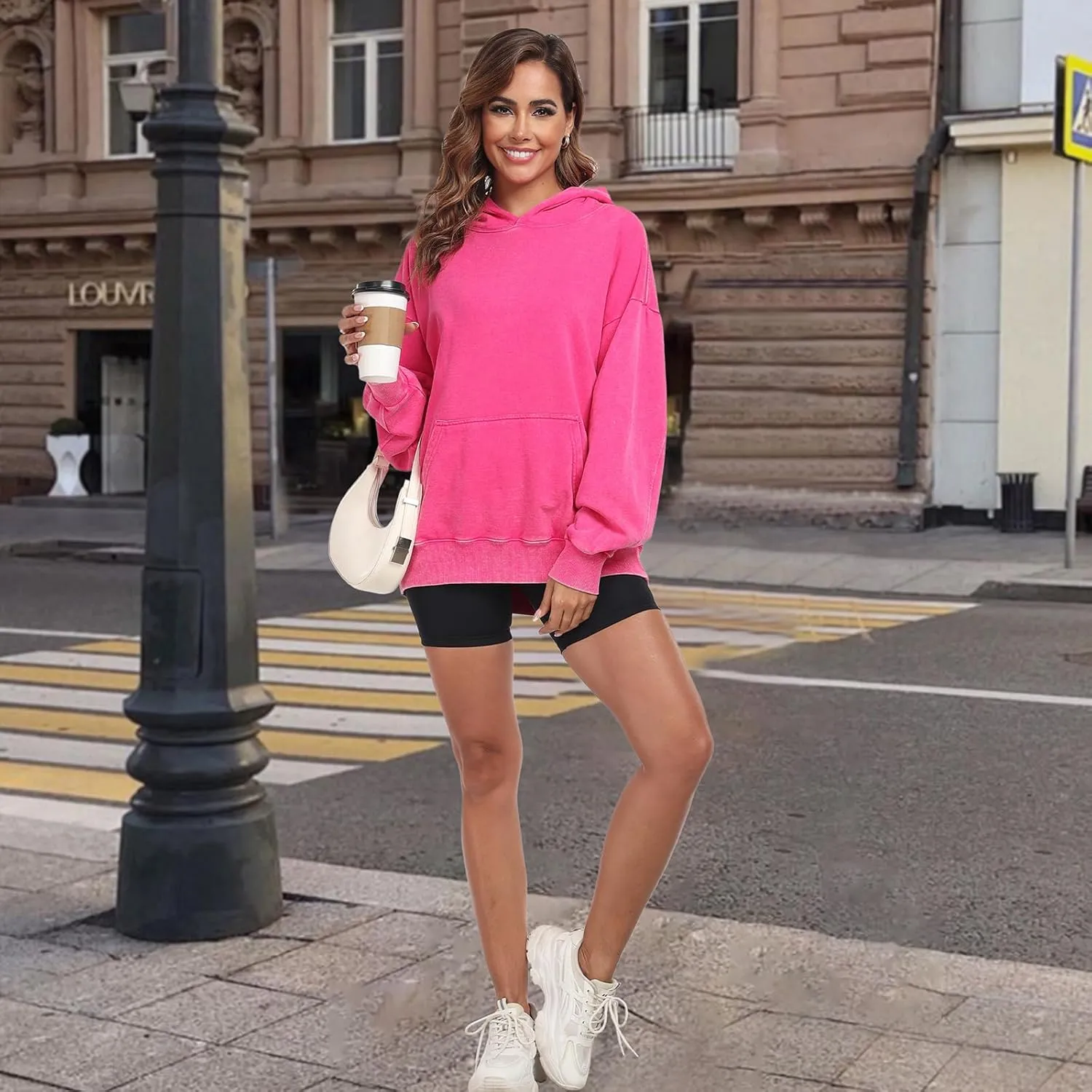 Women's Oversized Hoodies Sweatshirts Vintage Acid Wash Cotton Baggy Spring Fall Outfits Pullover Tops
