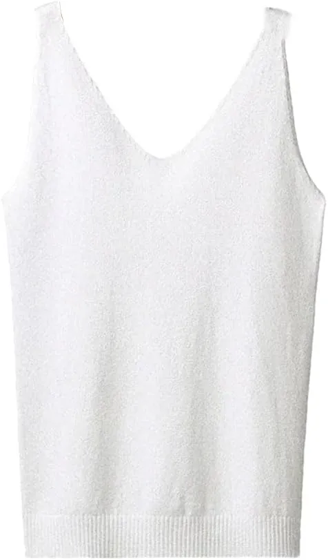 Women's Solid Color Casual V-Neck Multi-Color Glossy Knitted Camisole Top