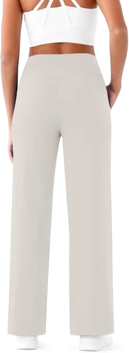 Womens Summer Yoga Pants Elastic High Waist Loose Fit Lightweight Quick Dry Casual Jogging Fitness Running Trouser