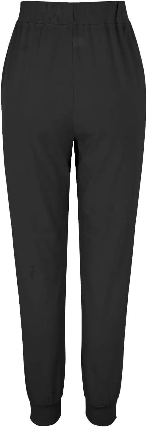 Womens Tapered Pants Casual Cotton Linen Pants Elastic Waist Linen Joggers Drawstring Pants with Pockets Trousers