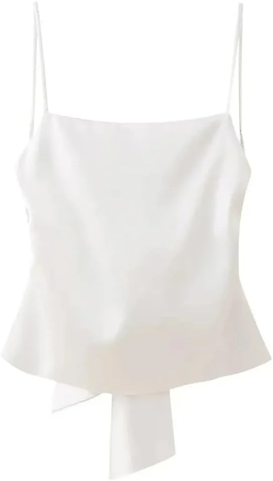 Women's Tied Back Straight Neck Adjustable Thin Straps Camisole Sexy